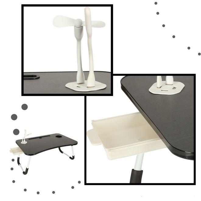 USB skládací noční stolek na notebook černý