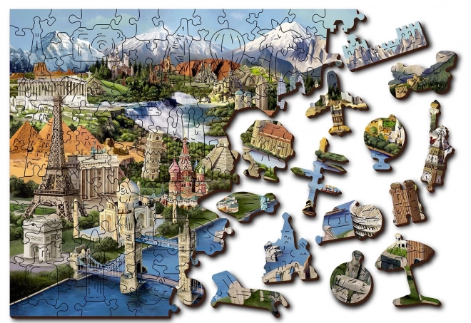 Wooden City Dřevěné puzzle Světové památky 2v1, 75 dílků EKO