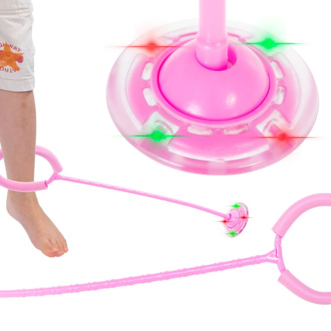Hula hop noha skákací míč svítící LED růžová