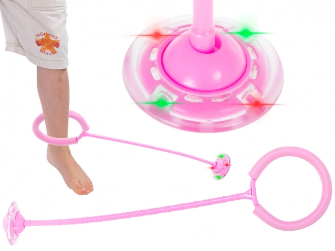 Hula hop noha skákací míč svítící LED růžová