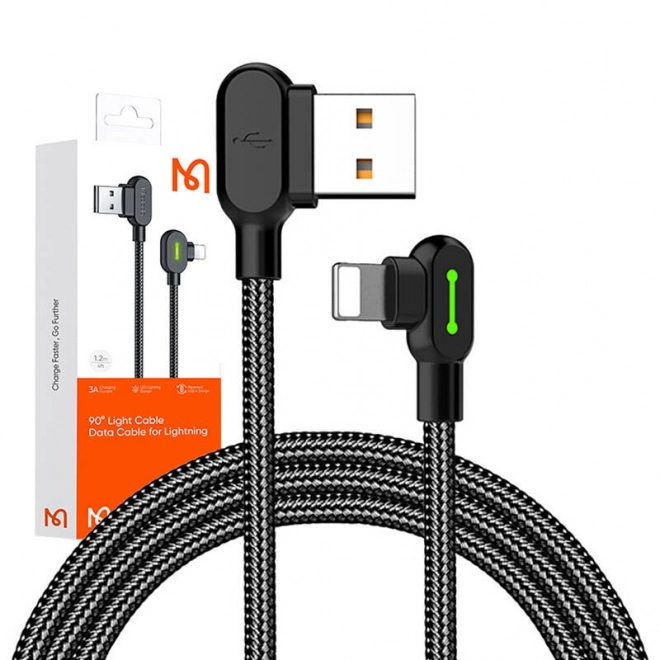 Úhlový kabel USB Lightning Mcdodo CA-4671 LED, 1,2 m (černý)