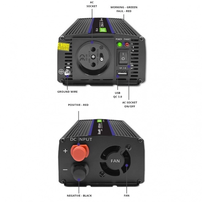 Měnič napětí Monolith 1200 MS Wave | 12V na 230V | 600/1200W | USB