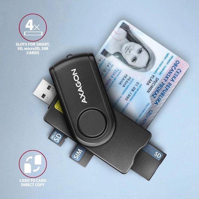 CRE-SMP2A ID a SD/microSD/SIM karta PocketReader USB