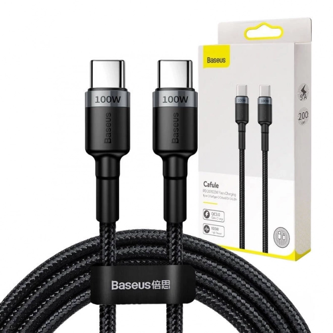 Baseus Cafule PD2.0 100W rychl=nabíjení USB pro kabel typu C (20V 5A)2m šedo-černý