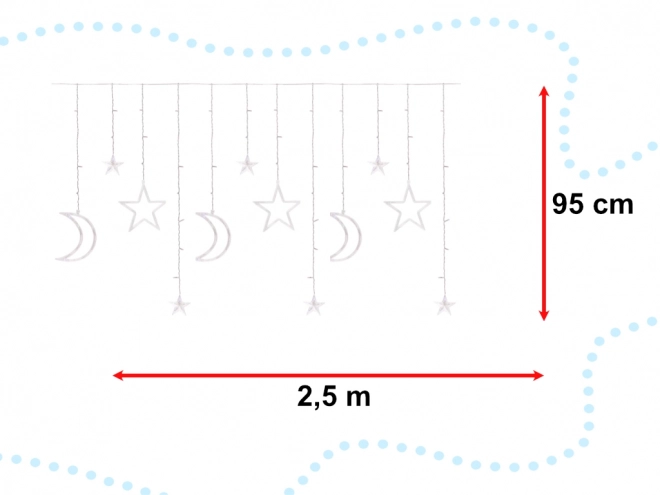 LED barevný závěs s hvězdičkami a měsíčky - 2,5 m, 138 LED