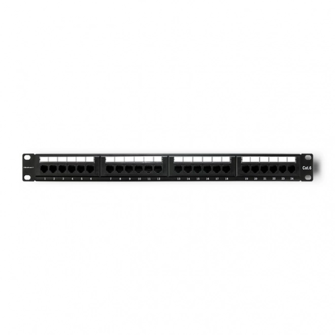 Patch panel RACK | 24 portů | cat.6 UTP | Black