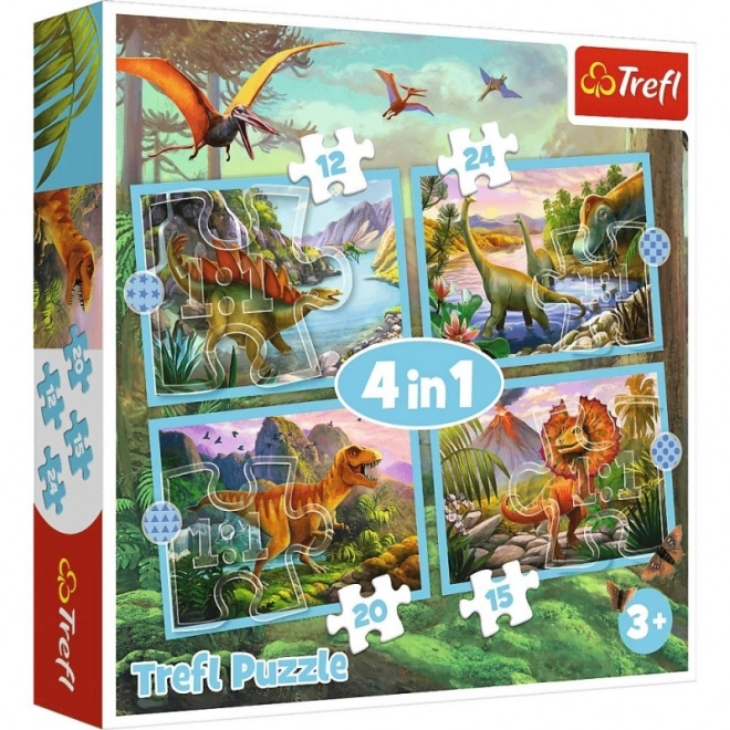 Puzzle 4v1 Unikátní dinosauři 28,5x20,5cm v krabici 28x28x6cm