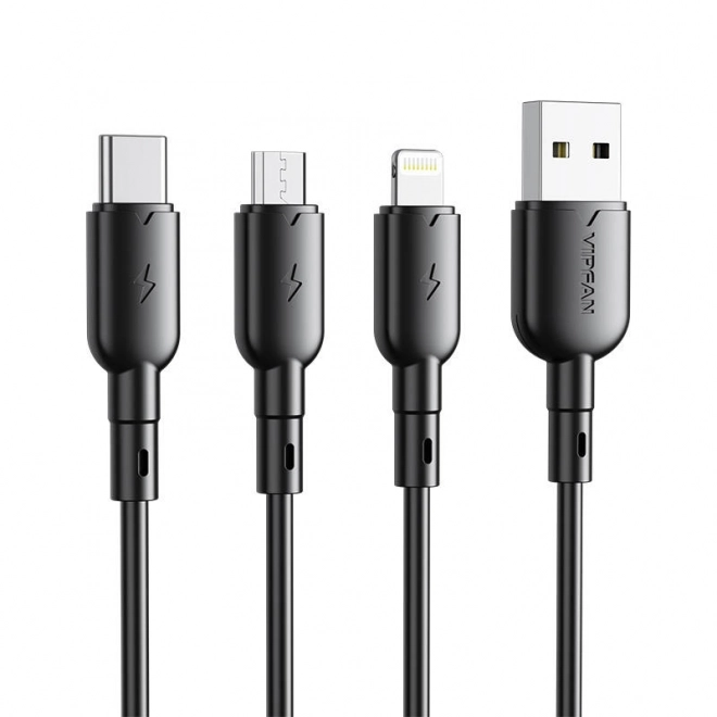 Kabel USB na USB-C Vipfan Colorful X11, 3A, 1m (černý)