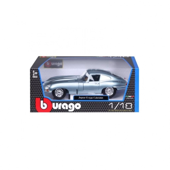 Bburago 1:18 Jaguar E Coupe Metalic Silver Blue