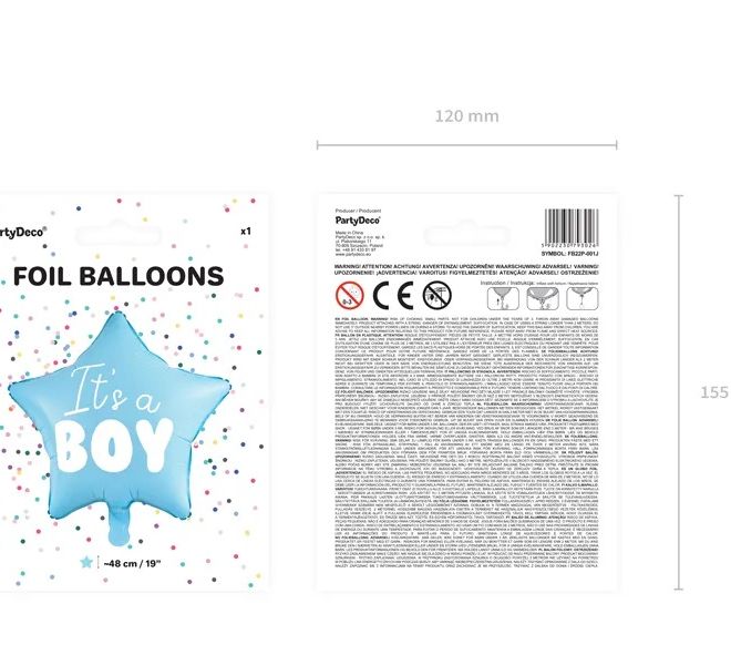 Fóliový balónek modrá hvězda Je to kluk - 48 cm