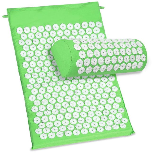 Akupresurní podložka s polštářkem – Zelená s bílými hroty