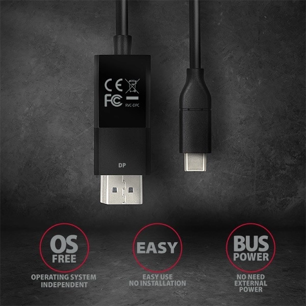 RVC-DPC Převodník/kabel USB-C -> DisplayPort 1,8 m, 4K/60HZ