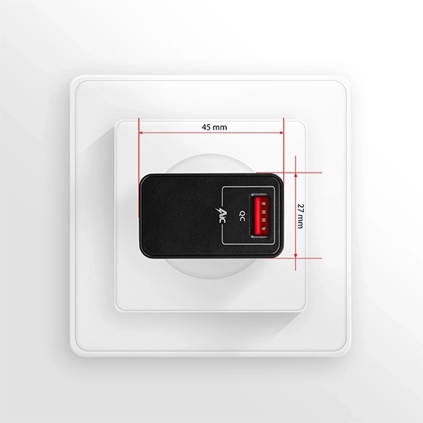 ACU-QC19 síťová nabíječka, QC 19W, 1x port USB-A, QC3.0/AFC/FCP/SMART, černá barva