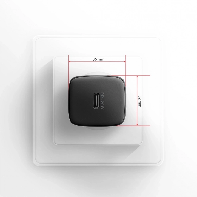 ACU-PD20 PD 20W síťová nabíječka, 1x port USB-C, PD3.0/QC3.0/AFC/FCP/Apple Black