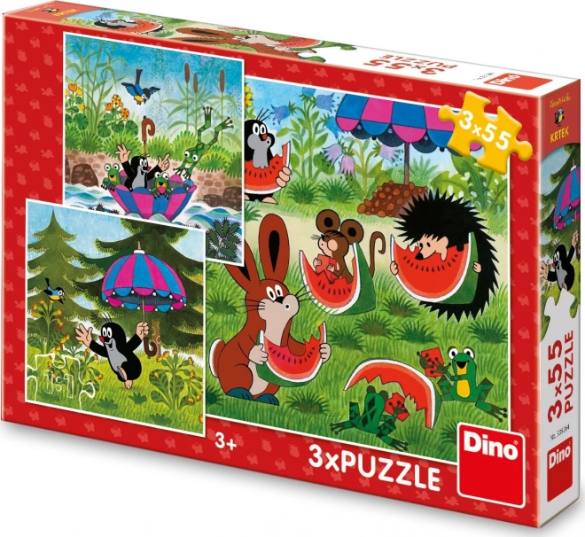 Puzzle Krteček a paraplíčko  - 3 x 55 dílků