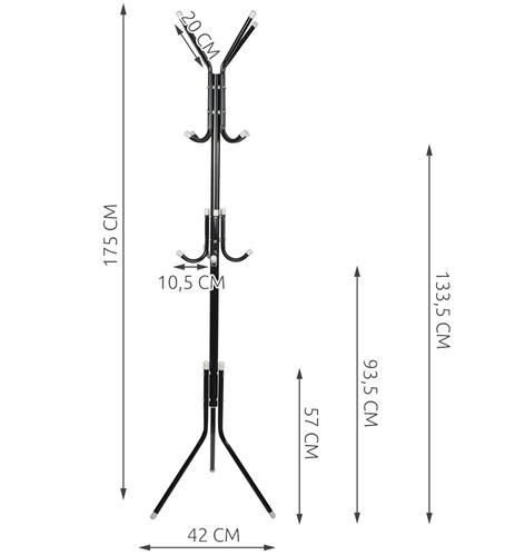 Věšák stojící 170 cm Ruhhy - černý