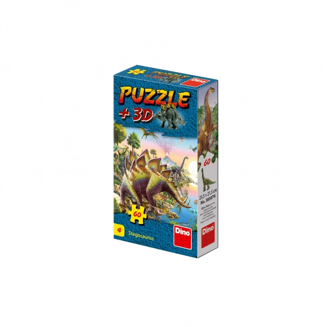 Puzzle Dinosauři 23,5 x 21,5 cm 60 dílků + figurka v krabičce