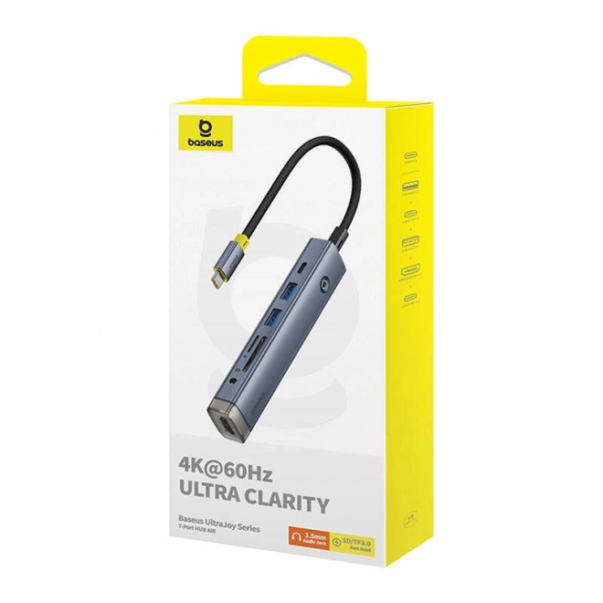 Rozbočovač 7w1 Baseus UltraJoy USB-C na HDMI +2xUSB3.0+PD+SD/TF+3,5 mm (šedý)