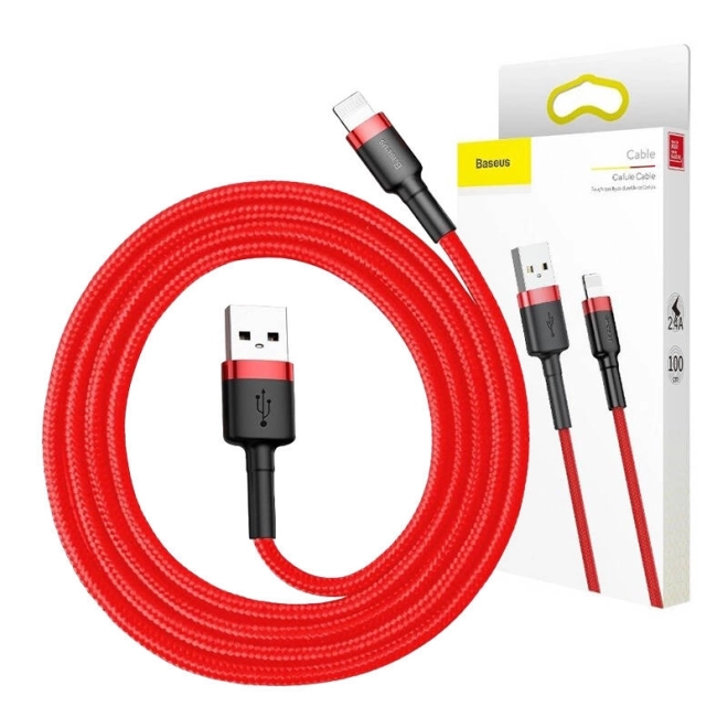 Baseus Cafule USB Lightning Cable 2,4A 0,5m - červený