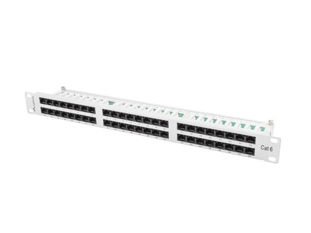 Patch panel 48 portů 1U Cat.6 Grey