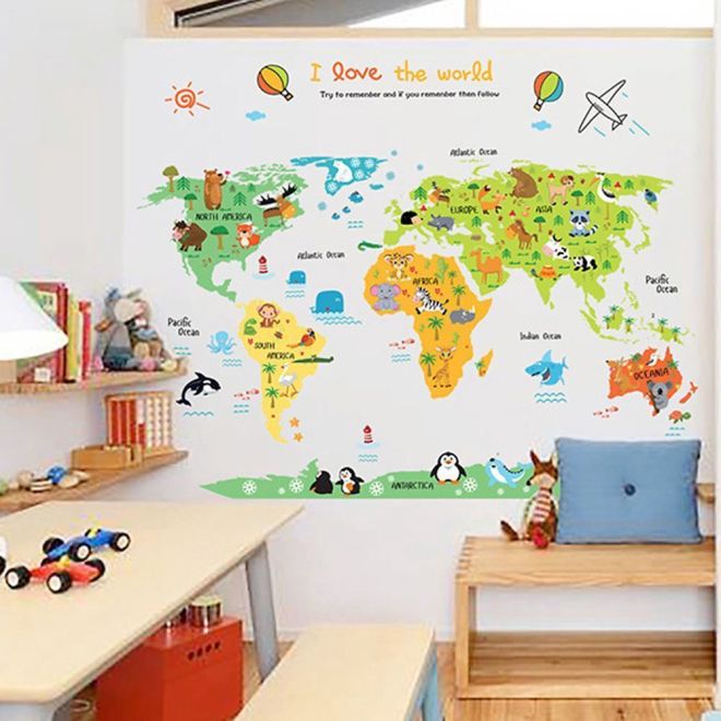 Samolepicí dětská mapa světa