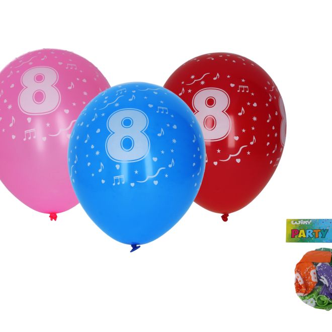 Balónek nafukovací s číslem 8 30 cm - sada 5 kusů