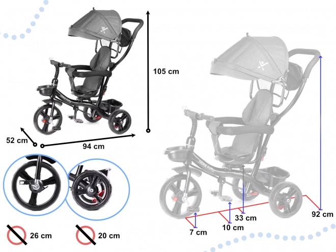 Tříkolka Fix Lite tricycle šedá