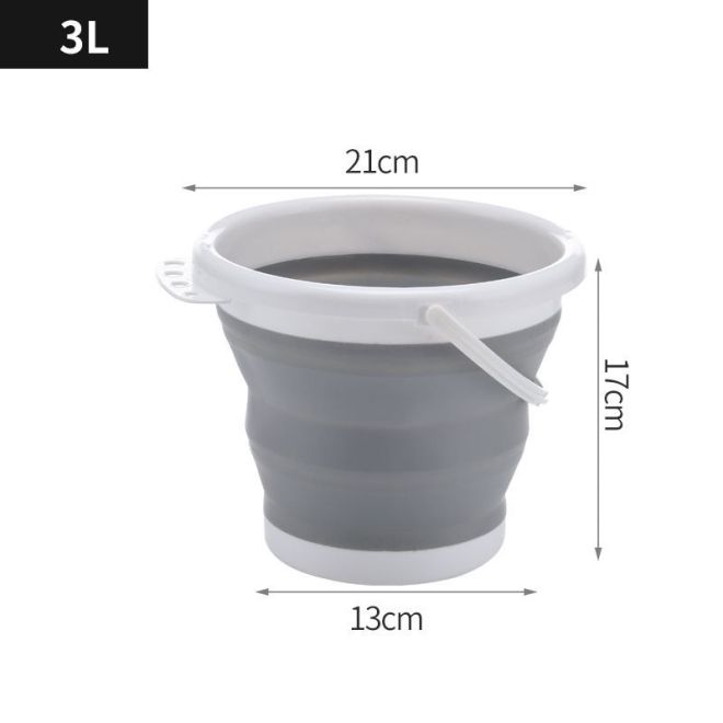 Silikonový skládací kbelík 3 l - šedobílý