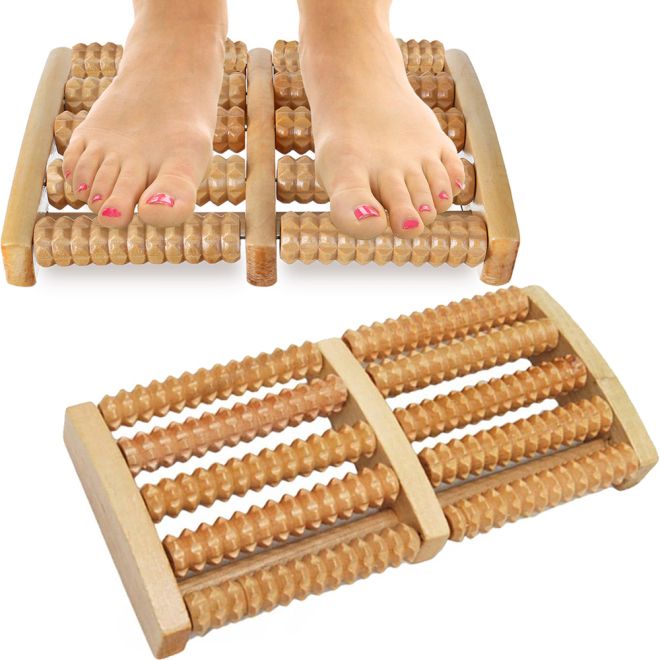 Tradiční dřevěný masážní váleček na nohy 2x5