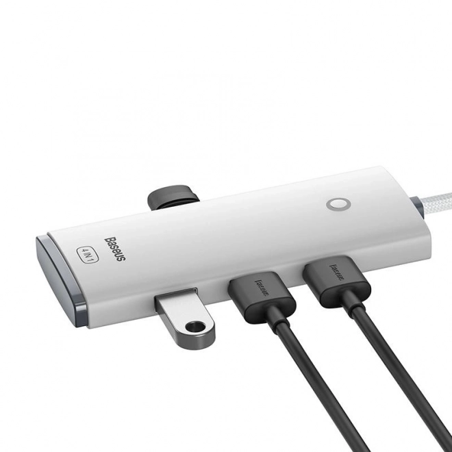 Baseus Lite Series Hub 4v1 USB-C na 4x USB 3.0 + USB-C, 25cm (bílý)