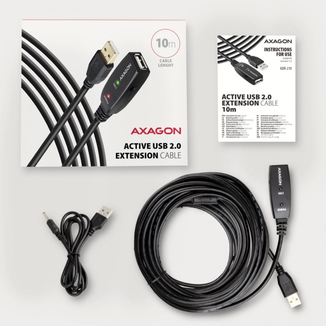 ADR-210 USB 2.0 A-M -> A-F aktivní prodlužovací/zesilovací kabel 10 m