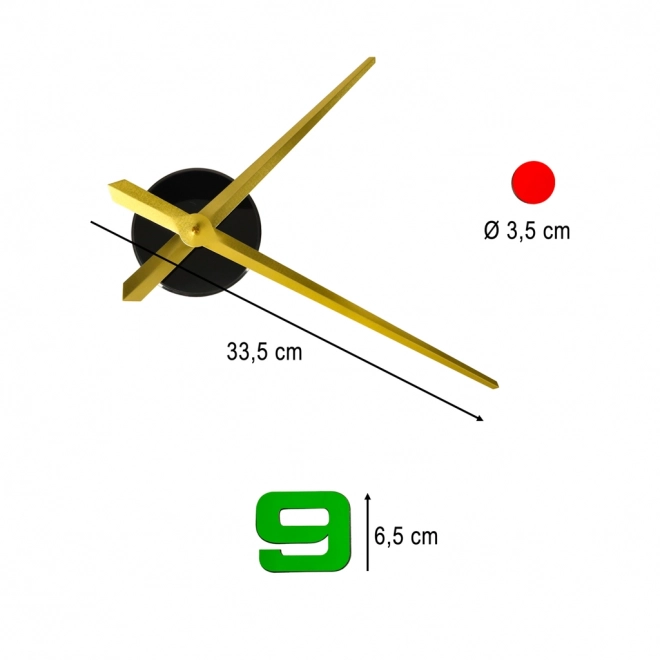 Samolepka nástěnné hodiny 4 čísla s ornamenty 80-90 cm žluté ručičky barevné