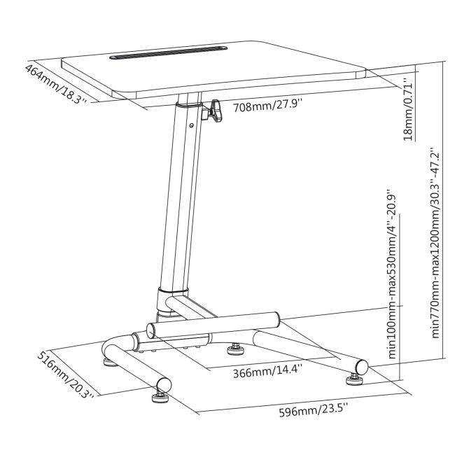 Výškové nastavitelný stůl Maclean - 120 cm