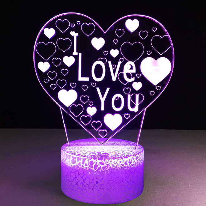 3D LED noční lampa "I Love You" Malá halogenová lampa