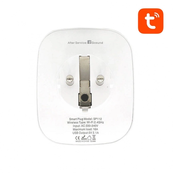 Smart plug WiFi Gosund SP112 2xUSB, 16A, Tuya