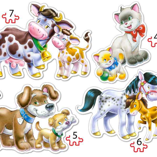 CASTORLAND Puzzle 4v1 Zvířátka s dětmi 3+