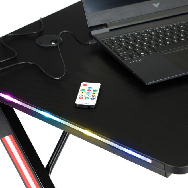 Biurko gamingowe komputerowe stół dla gracza podświetlane LED