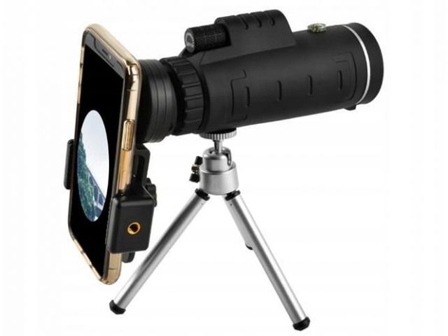 Monopod - Objektiv teleskopu + stativ a držák na telefon