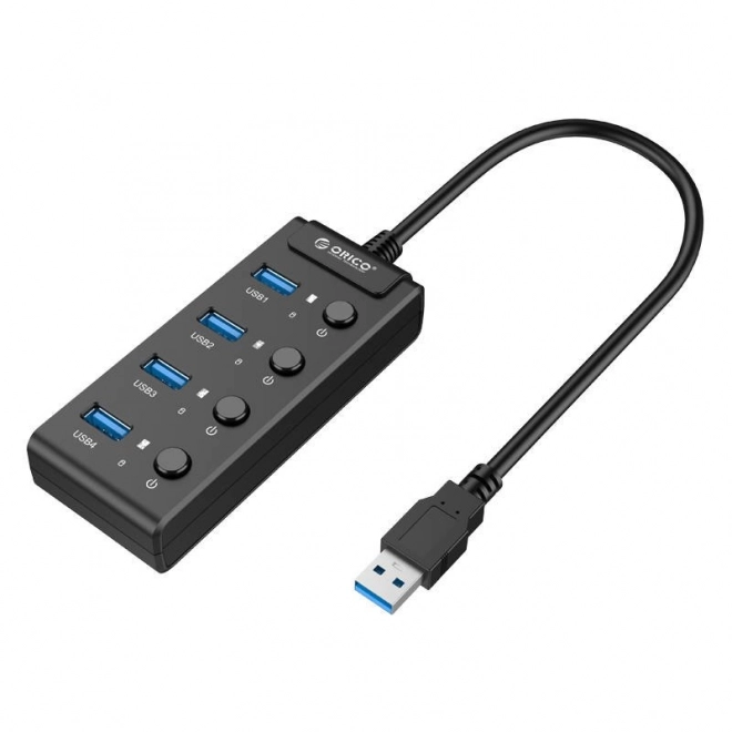 Orico USB 3.0. Rozbočovač s přepínači, 4x USB (černý)