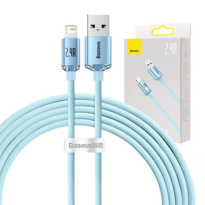 Kabel USB k iP Baseus Crystal Shine, 2,4 A, 2 m (modrý)