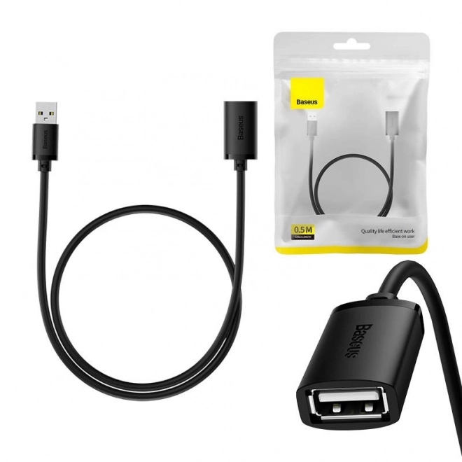 Prodlužovací kabel USB 2.0 Baseus samec - samice, řada AirJoy, 0,5 m (černý)