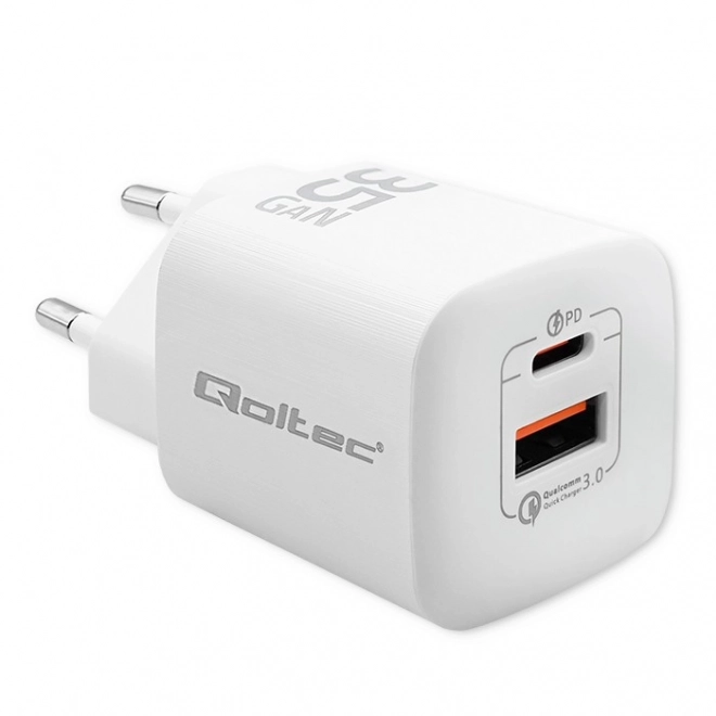 35W síťová nabíječka GaN ULTRA | 5-20V | 2,25-3A | 1 x USB typu C PD | 1 x USB | Bílá