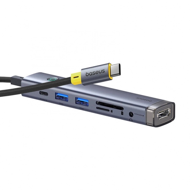 Rozbočovač 7w1 Baseus UltraJoy USB-C na HDMI +2xUSB3.0+PD+SD/TF+3,5 mm (šedý)