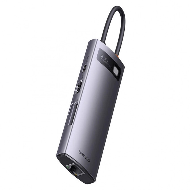 Rozbočovač 8v1 Baseus řady StarJoy, USB-C na 3x USB 3.1 + HDMI + USB-C PD + RJ45 + microSD/SD