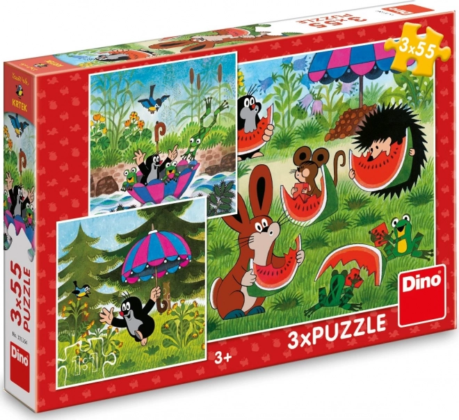 Puzzle Krteček a paraplíčko  - 3 x 55 dílků