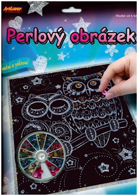 Perlový obrázek se zvířátky 20 x 25 cm