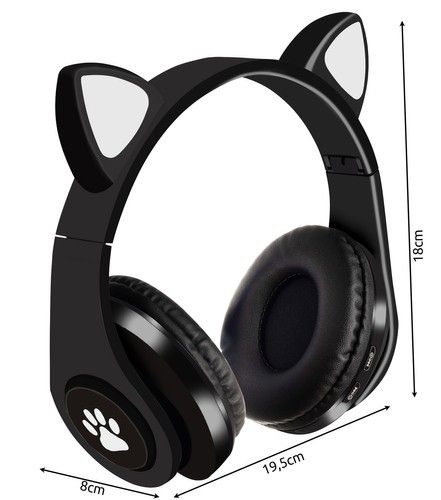 Bezdrátová bluetooth sluchátka s ušima – Černá