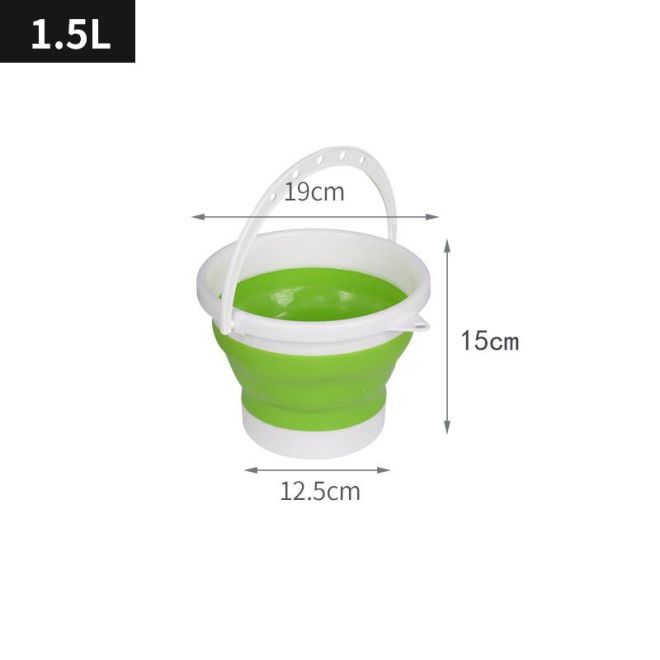 Silikonový skládací kbelík 1,5 l - zelený a bílý