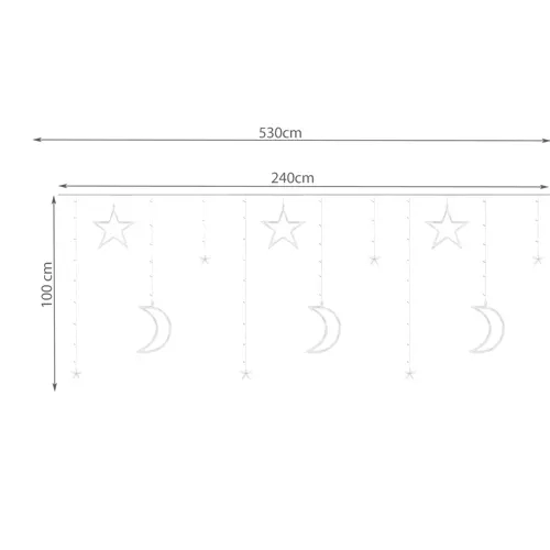 Světelný závěs 138 LED USB - studená bílá KŚ19756