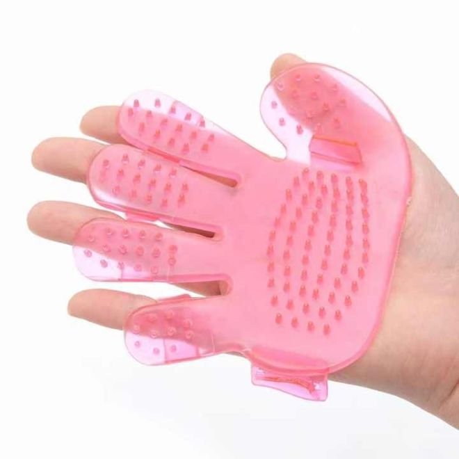 Masážní a koupací rukavice pro psy - růžová